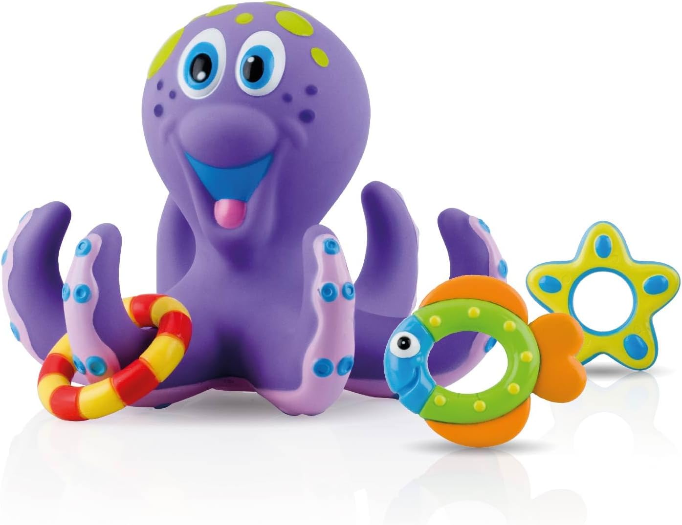 Octopus Floating Bath Toy - Sensory Development | 3 Rings Included | Colourful