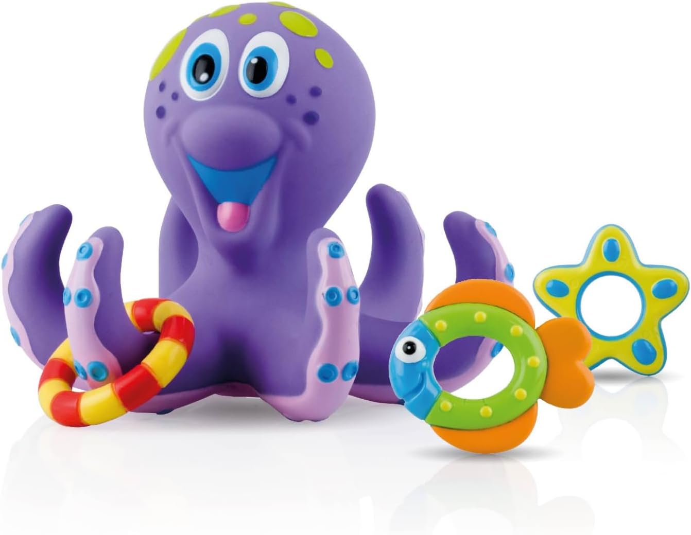 Octopus Floating Bath Toy - Sensory Development | 3 Rings Included | Colourful