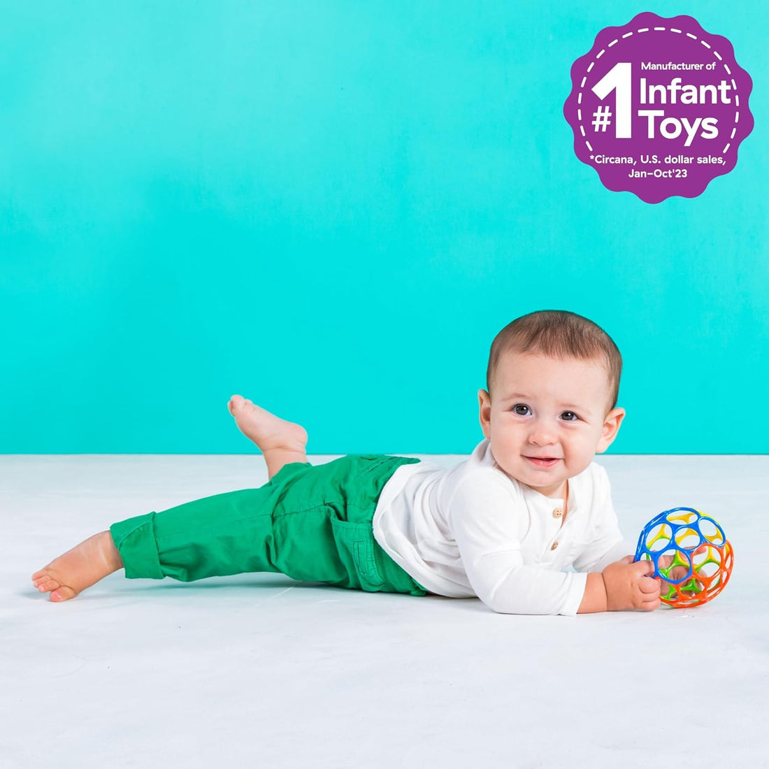Bright Starts Oball Classic - Easy Grasp BPA-Free Infant Ball for Newborns