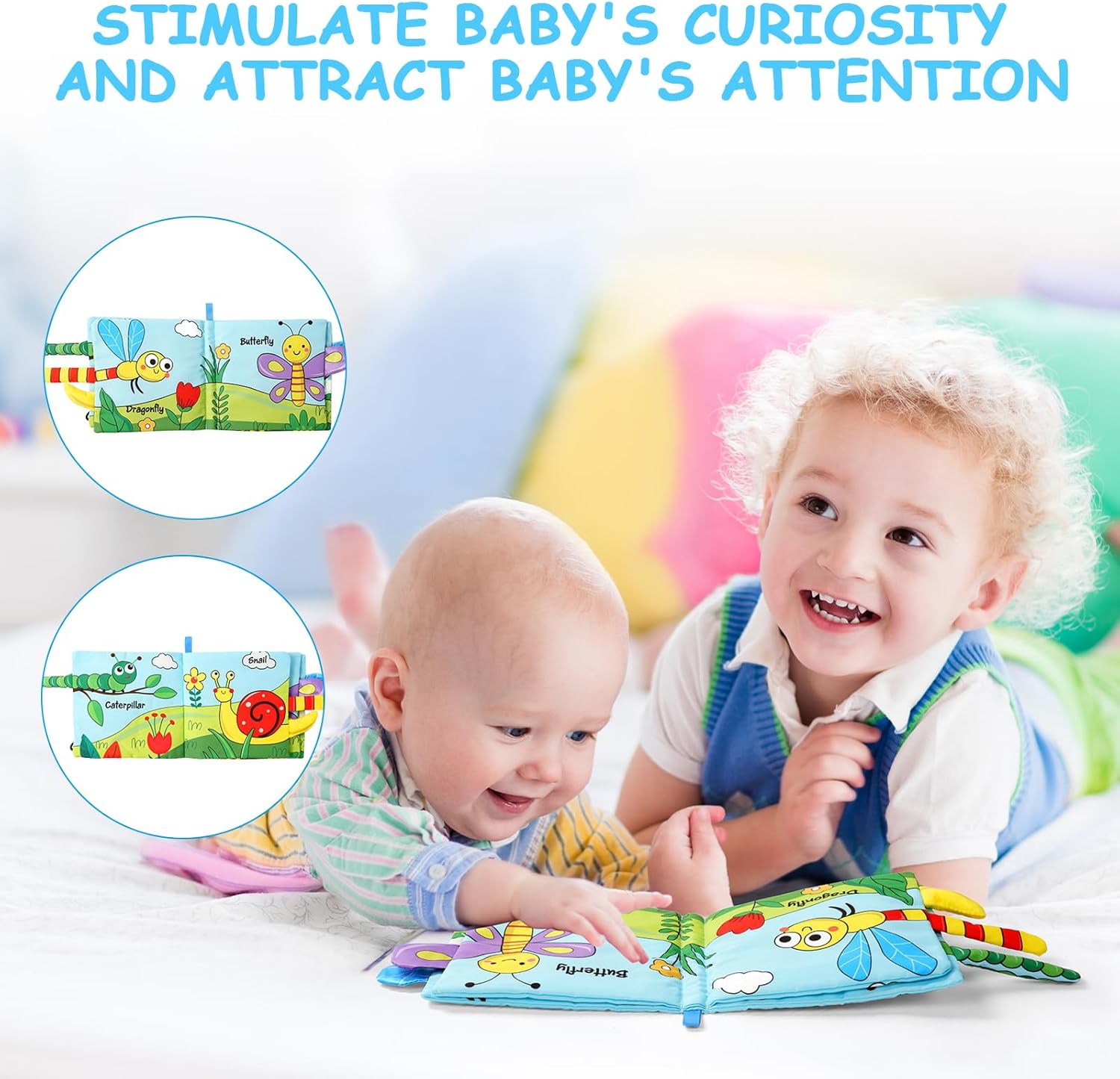 Vicloon 3D Animals Tails Soft Cloth Book | Crinkle, Sensory Touch & Feel Toy for Babies