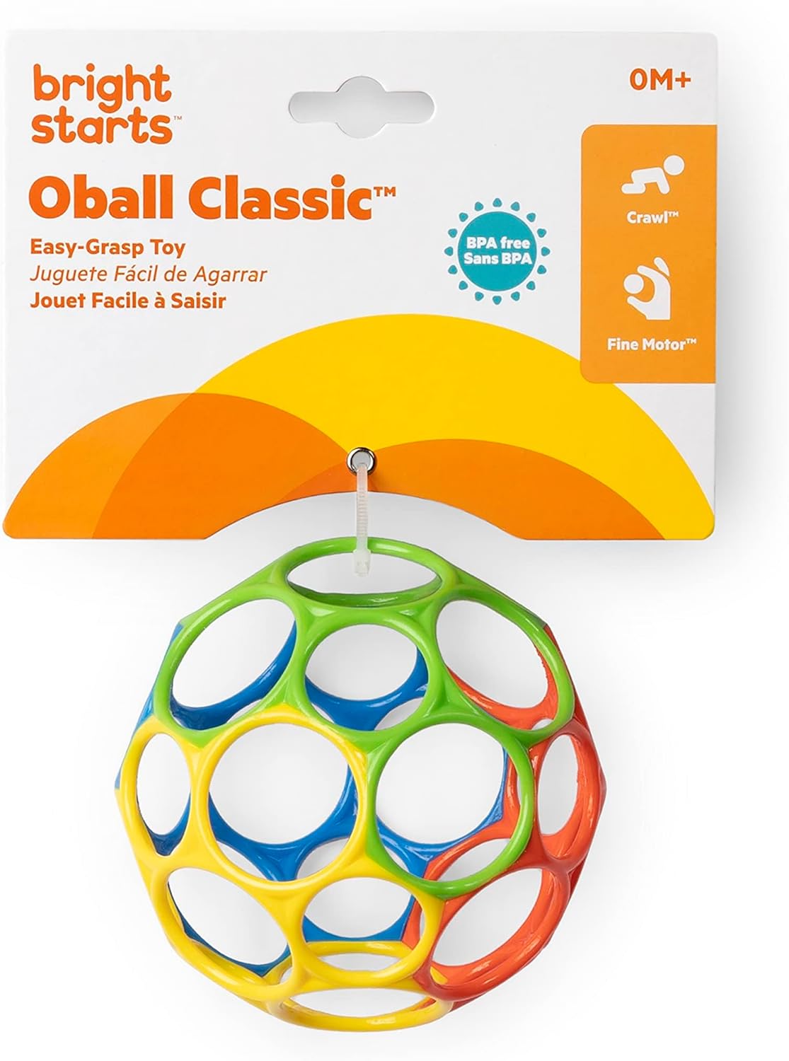 Bright Starts Oball Classic - Easy Grasp BPA-Free Infant Ball for Newborns