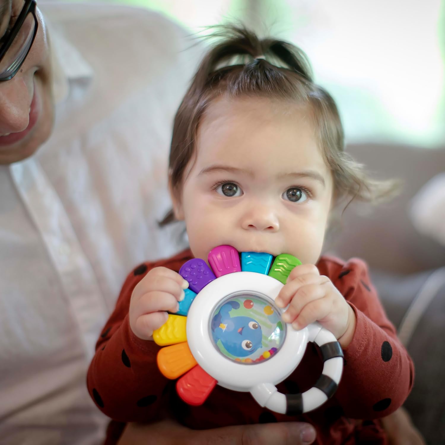 , Outstanding Opus the Octopus, Sensory Rattle and Teether Multi-Use Toy, BPA Free and Chillable, 3 Months and Up, 1Pk