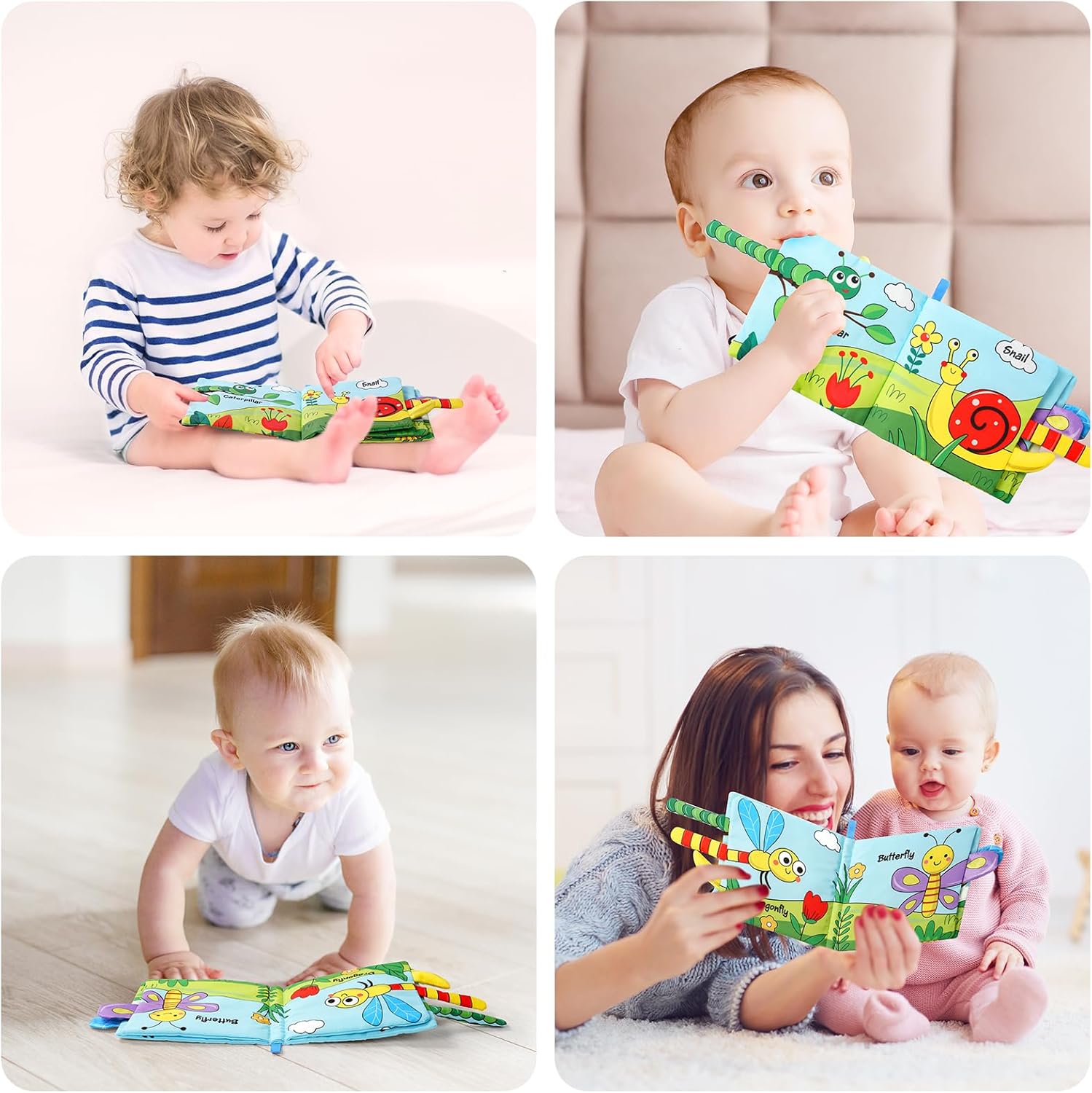 Vicloon 3D Animals Tails Soft Cloth Book | Crinkle, Sensory Touch & Feel Toy for Babies
