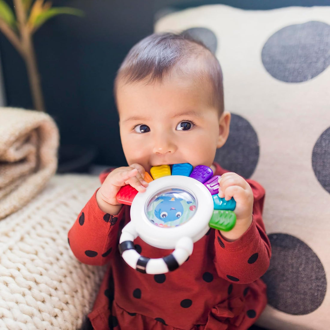 , Outstanding Opus the Octopus, Sensory Rattle and Teether Multi-Use Toy, BPA Free and Chillable, 3 Months and Up, 1Pk